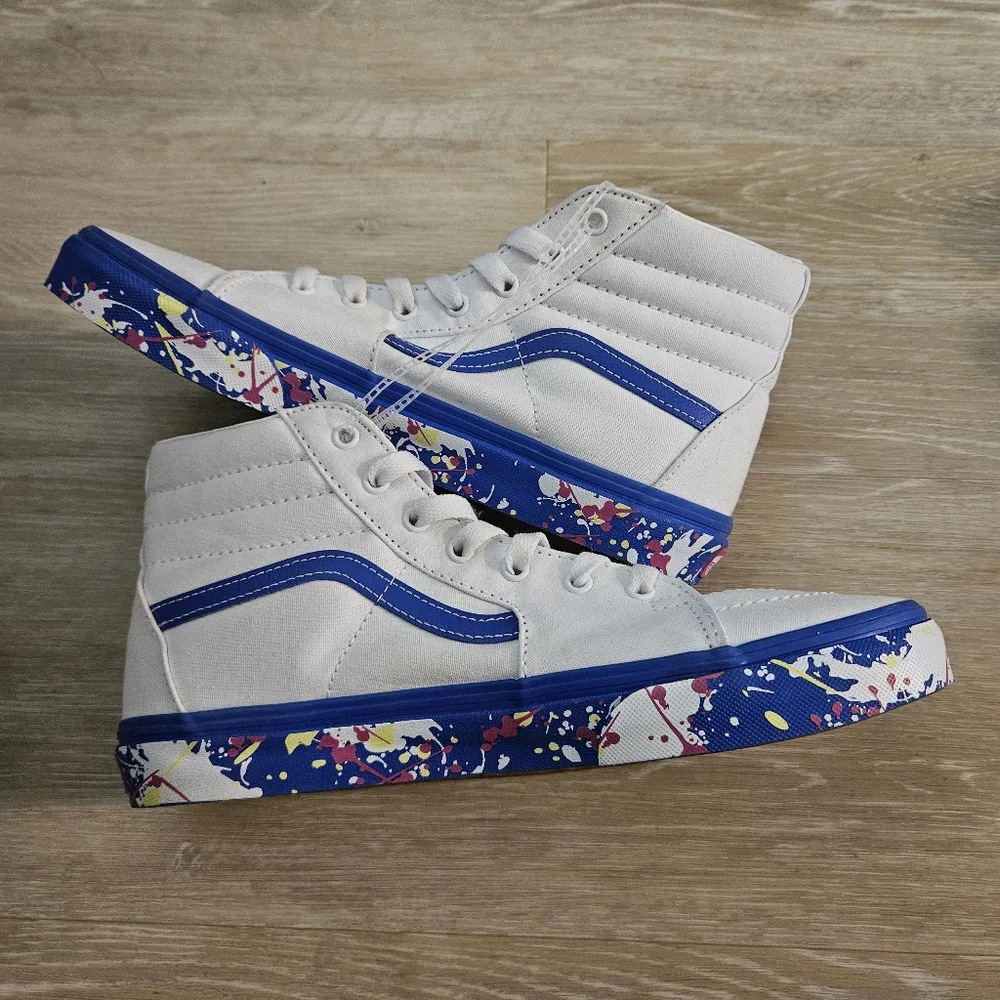 NWOB Vans Sk8 Hi Paint Splatter True White Sneaker Skateboard
